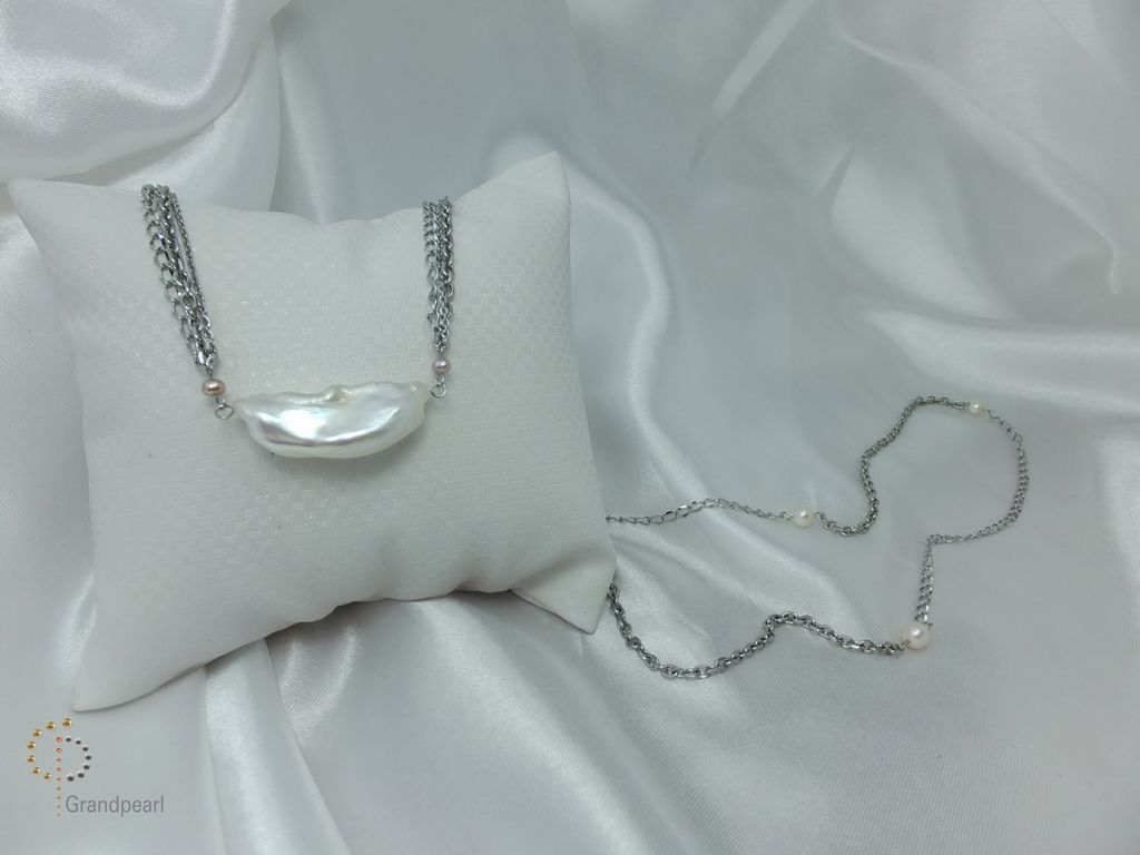 PNA-014 Pearl Necklace with Sterling Silver Chain