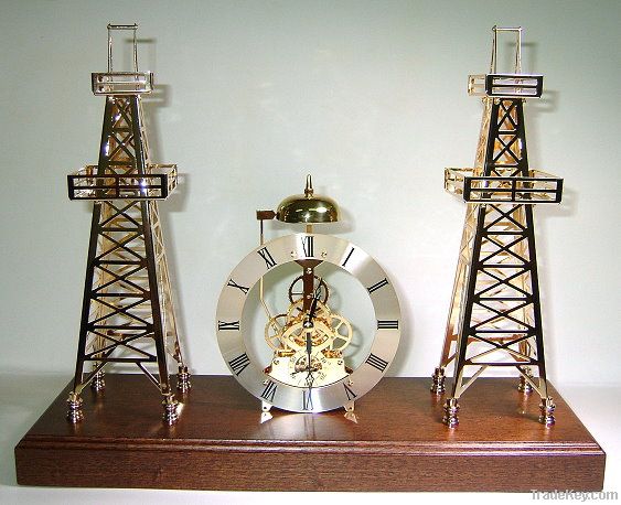 2 PIECES BRASS DERRICK WITH GOLD