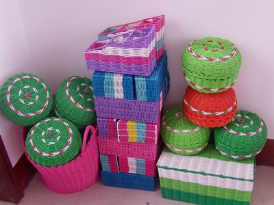 pe plastic bags, baskets, mats, boxes