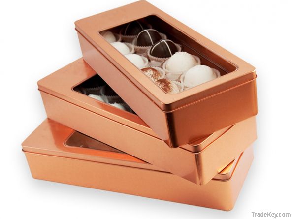 truffle tin box with PVC window