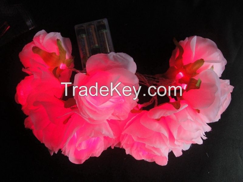 LED floral light rose wedding holiday garland home cloth flower lighti