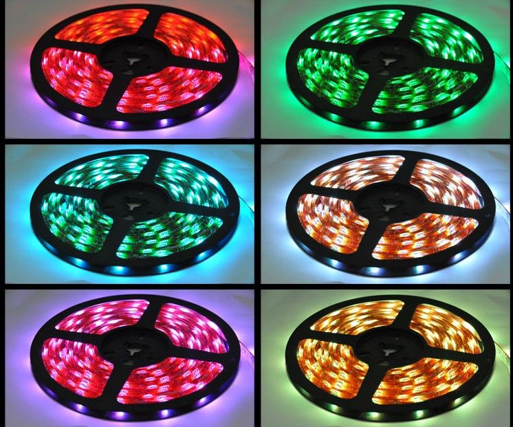 New!!! RGB Led Strip Waterproof 5M SMD 5050 300 LEDs/Roll +24 keys IR Remote+12V 6A Power Adapter 