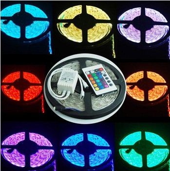 New!!! RGB Led Strip Waterproof 5M SMD 5050 300 LEDs/Roll +24 keys IR Remote+12V 6A Power Adapter 