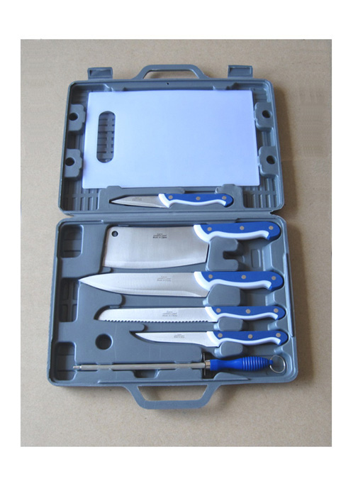 7PCS PP handle in plastic case kitchen knife set