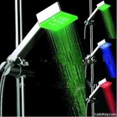 Strong flow rainbow 7 color led rain shower head with filter net