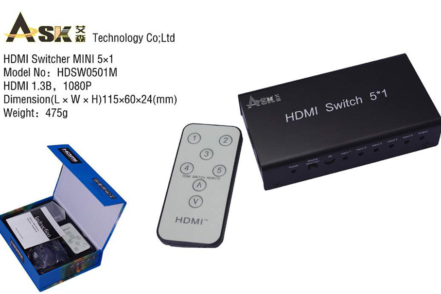 HDMI Switcher 5x1 HDMIv1.3b