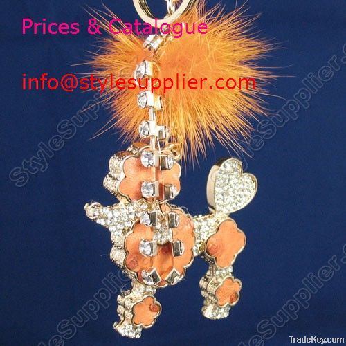 Wholesale Crystal Bag Charms, Crystal Key Ring, Leather Bag Charms,