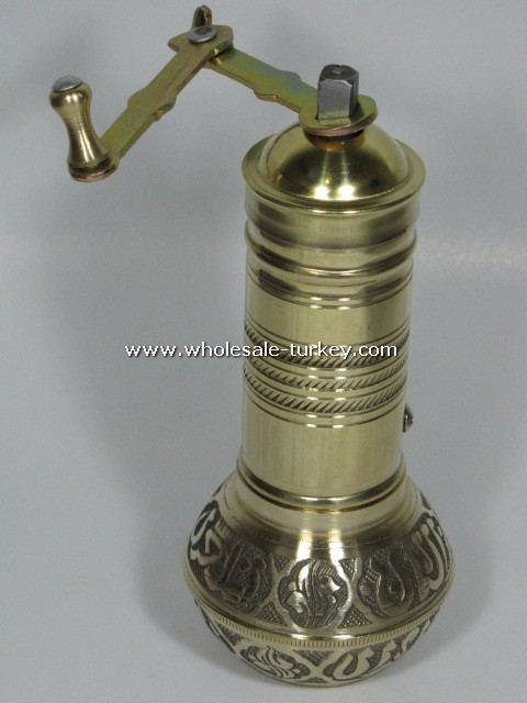 7.3&quot; Turkish Brass COFFEE GRINDER Gold Color No.11