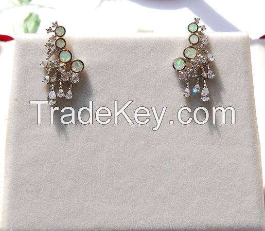 925 sterling silver opal jewelry earing E13