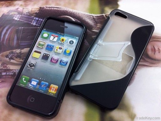 2012 Hot high quality TPU&amp;PC CASE WITH STAND  FOR IPHONE5