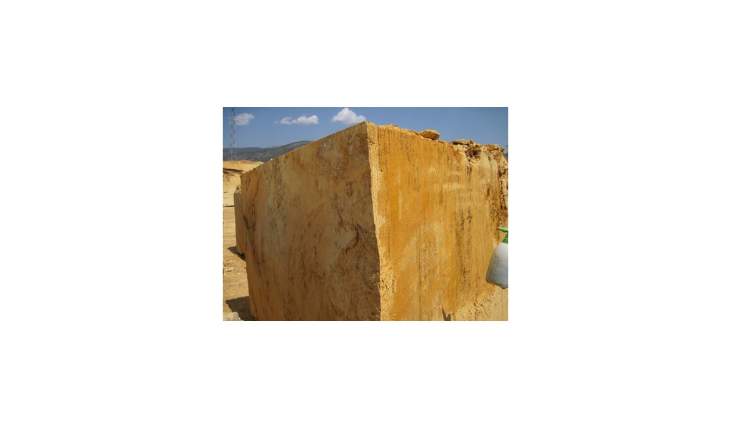 Yellow travertine block