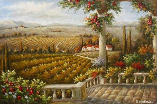 Handpainted vineyard oil painting