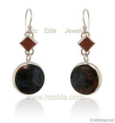 Brass plating with 18K gold and natural agate drusy earring-HZ-0501006