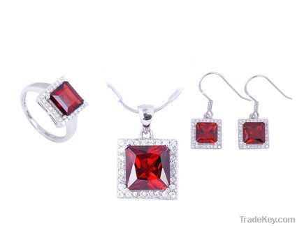 925 silver garnet jewelry set---HZ10NG002JS