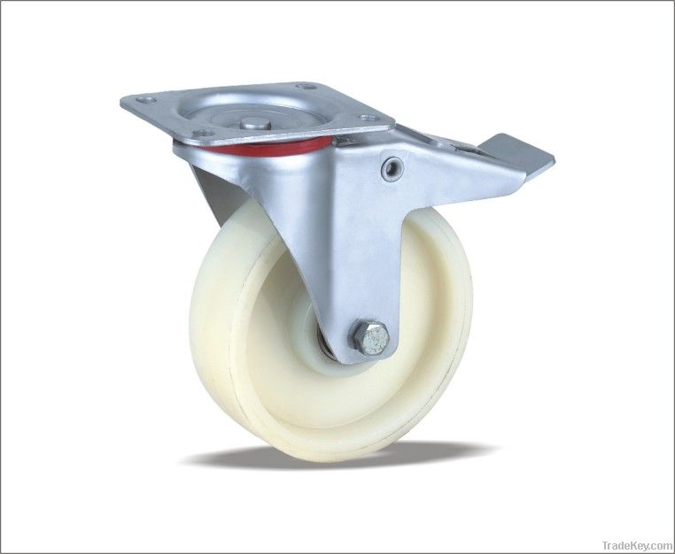 Braked Swivel Caster with Nylon wheels