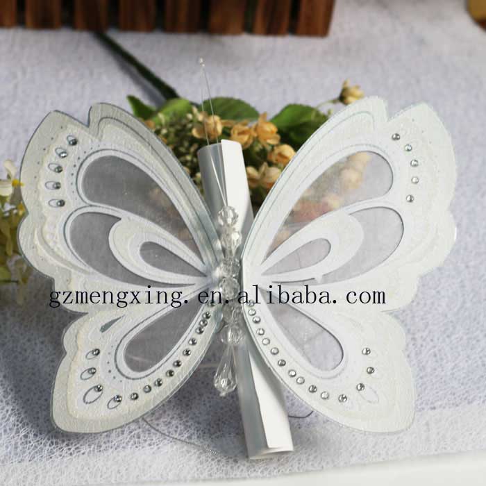 chic wedding invitation card with butterfly shape---T192