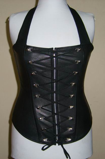 Leather Corset with Hooks and Zip