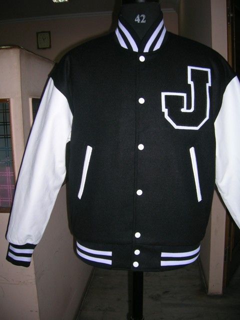 black white varsity jacekt