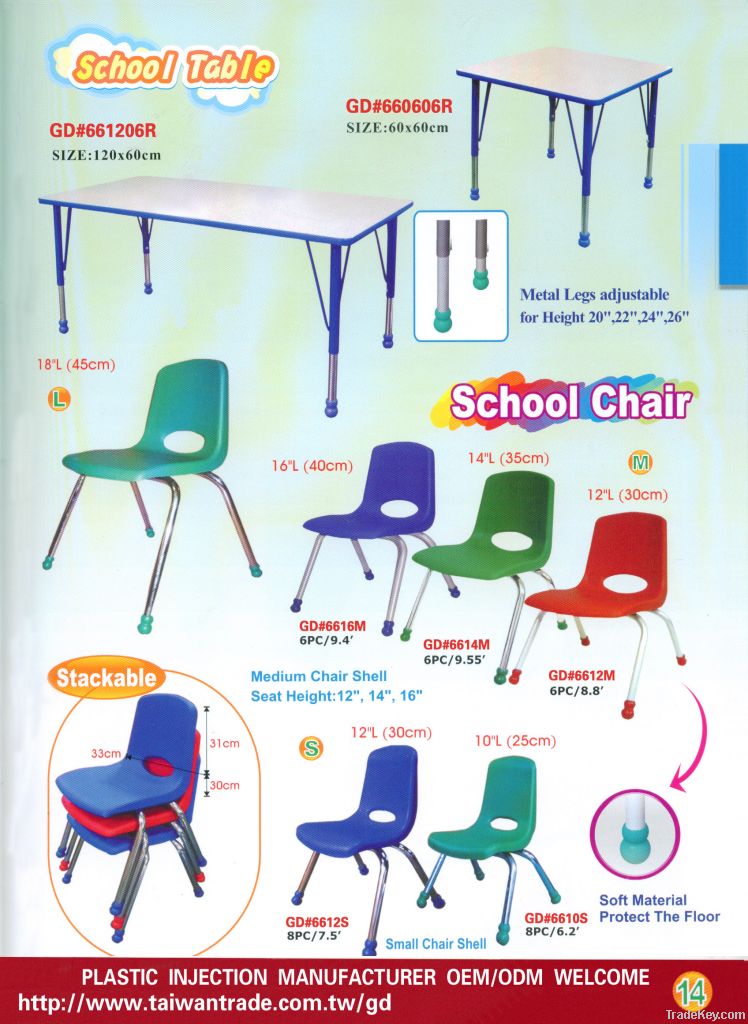 School Table Chair and Stackable