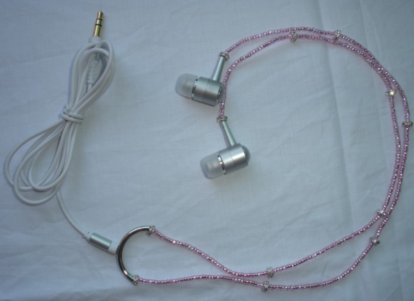 Pink beads in-ear earphone