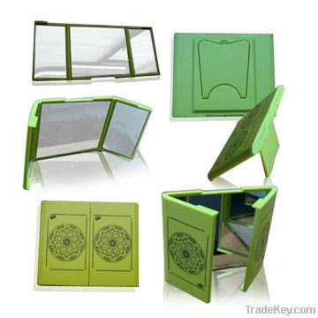 Door shaped plastic square cosmetic mirror with 3 sides