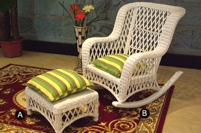 Rattan Rocking Chair & Foot Stool