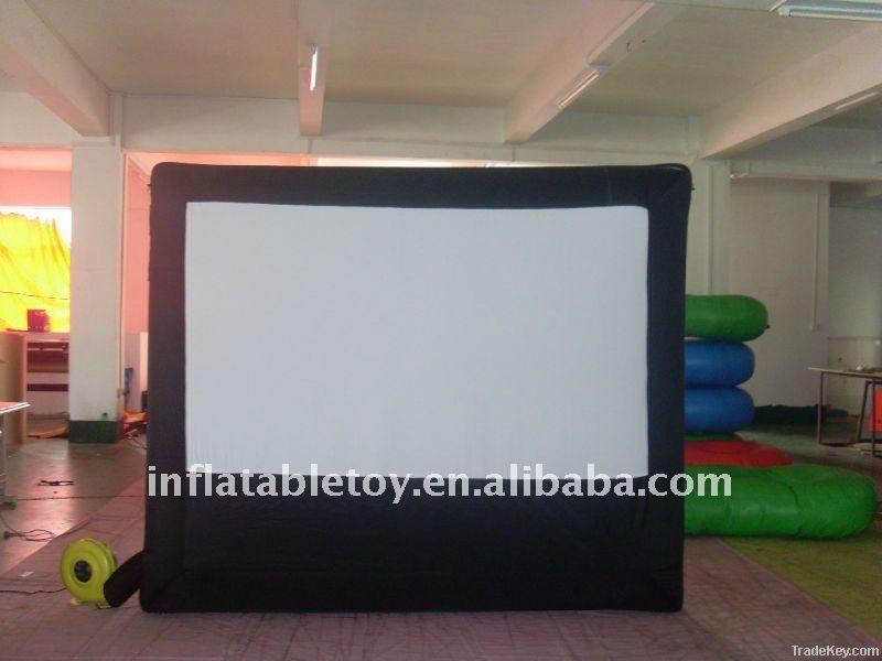 black and white inflatable movie screen