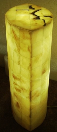 Yellow Onyx elliptical marquetry Floor lamp