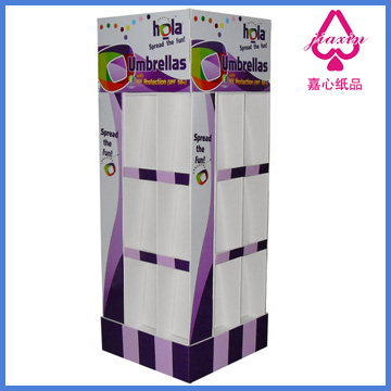 folding umbrellas cardboard display, ad paper display stand, advertising