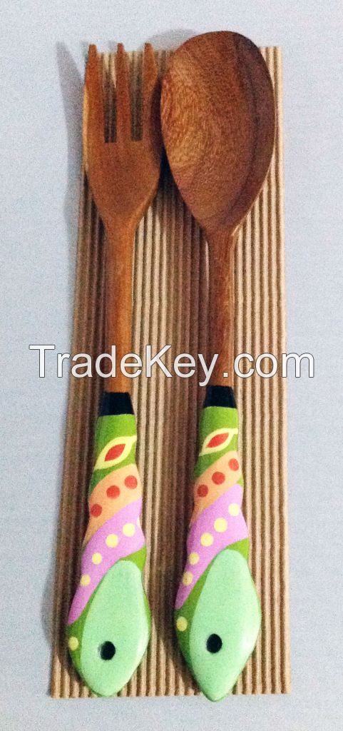 Hand painted Wooden Serving Utensils