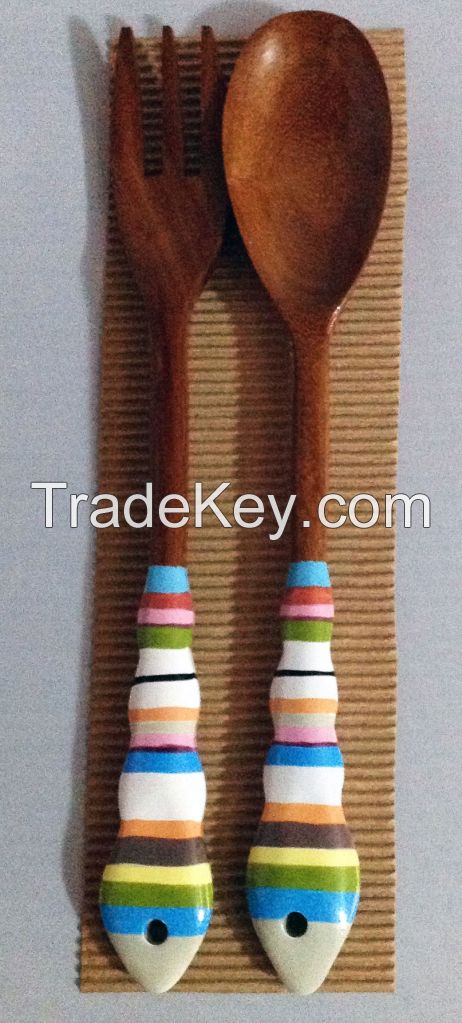 Hand painted Wooden Serving Utensils