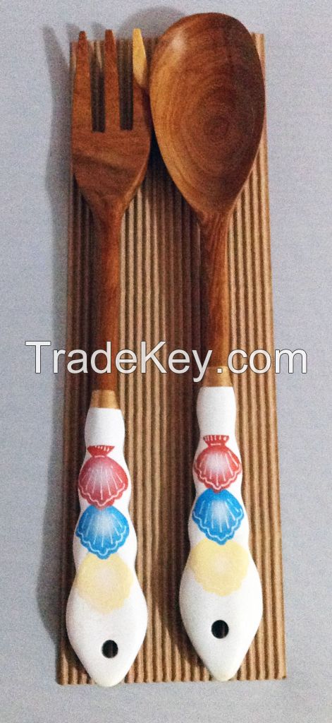 Hand painted Wooden Serving Utensils