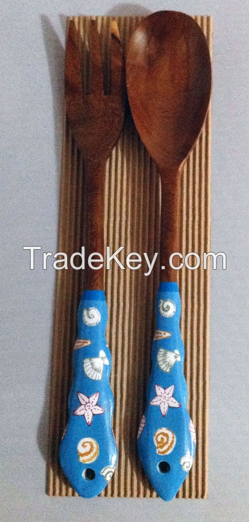 Hand painted Wooden Serving Utensils