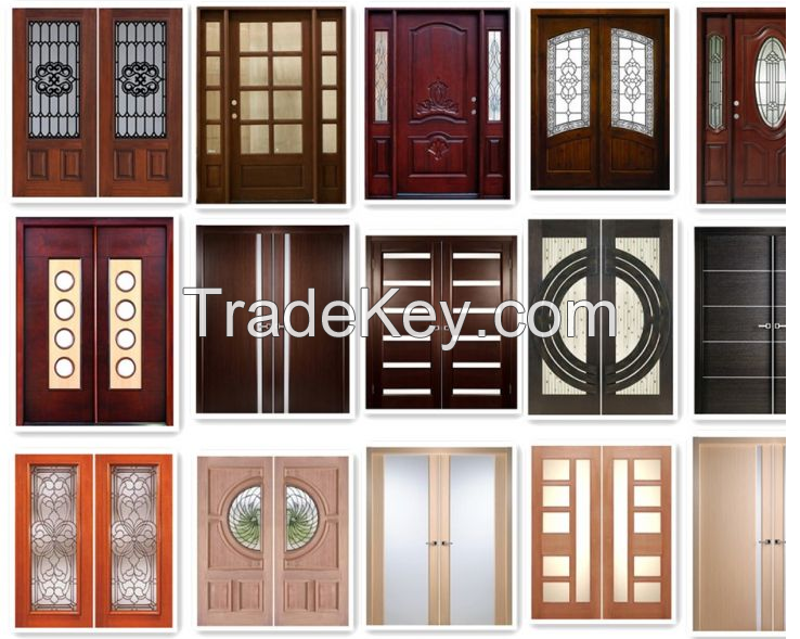 classic clorful grain with glass grain figure with lock wooden door 