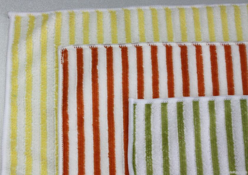 microfiber color stripe cleaning towel