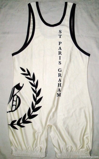 White Sleeveless Wrestling Singlet M Exercise Singlet