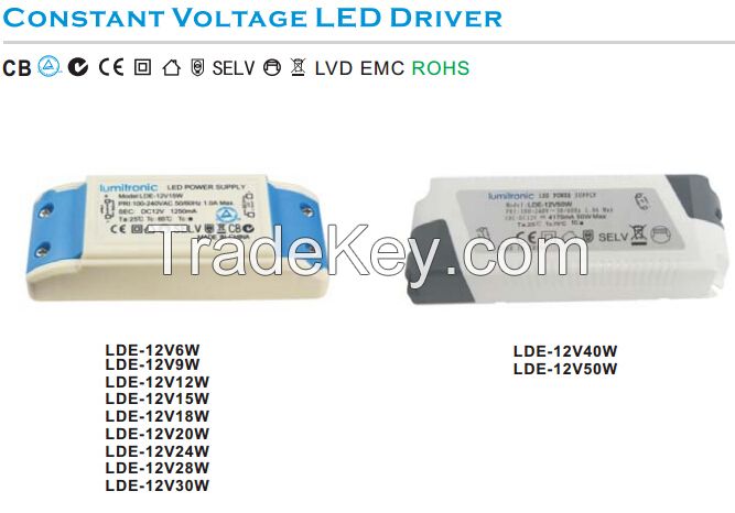 CE CB TUV EMC SAA ROHS approved costant voltage LED deiver LDE-12V15W