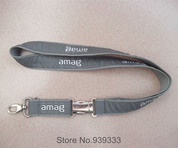 Polyester and jacquard ribbon double layered lanyards, woven logo ribbon stitched lanyards