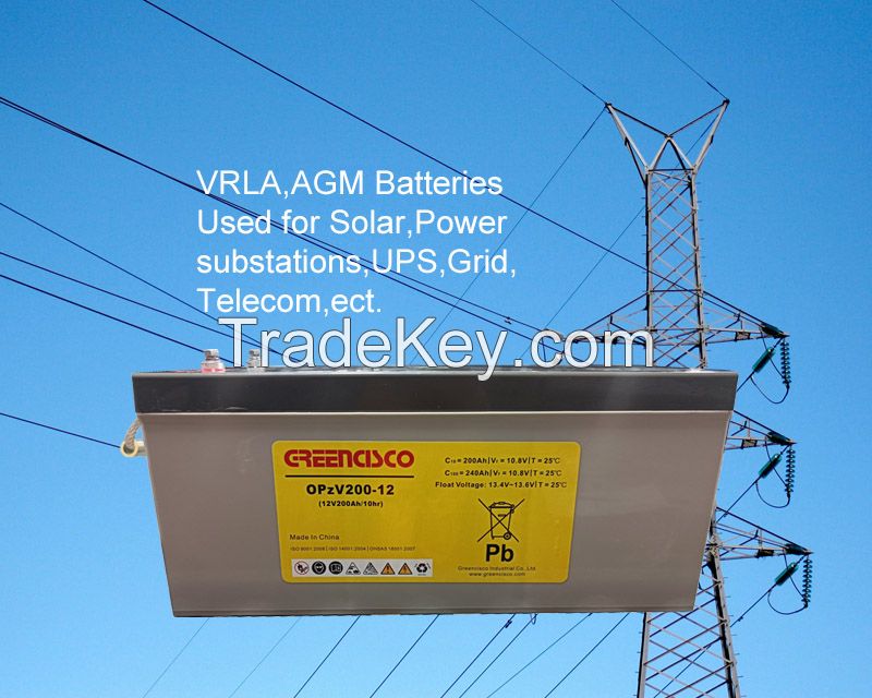 Solar battery, AGM battery, OPzV battery, OPZS battery, lead acid battery