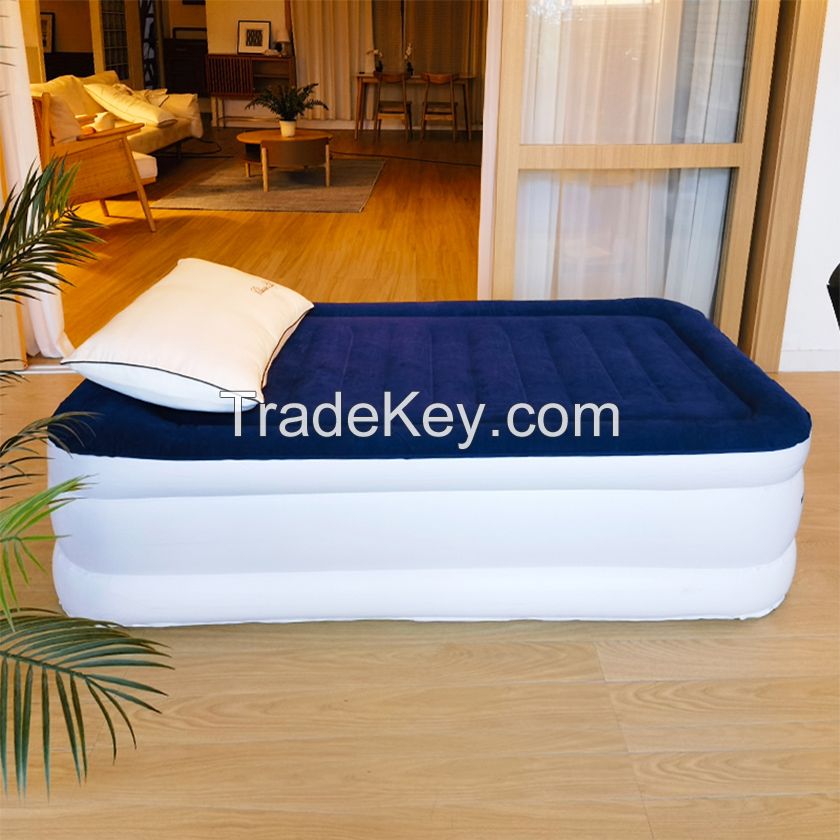 Luxury Queen Size Air Mattress Airbed With Built In Pump Raised Double High Queen Blow Up Bed For Home Camping Travel