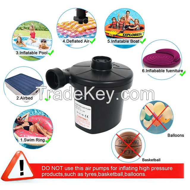 electric air pump for inflatable mattress, inflatable pool, toys