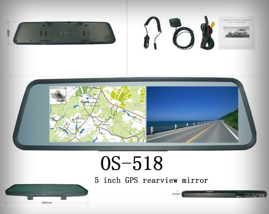 5"gps rearview mirror