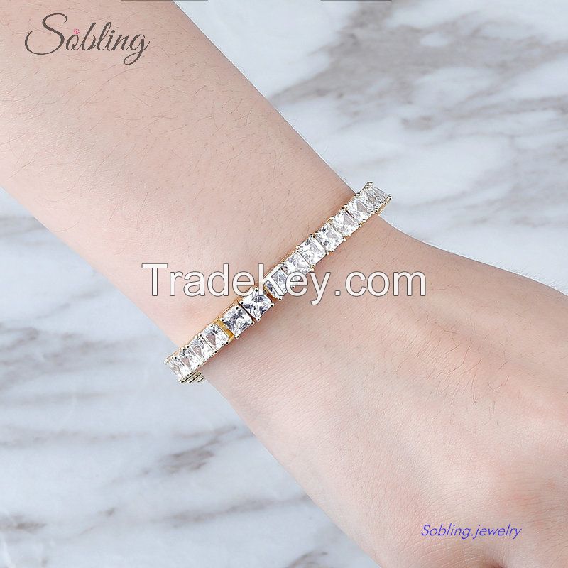 Sobling 6mm cushion tennis bracelet High Quality Hip Hop Iced Out Bling bling Cubic Zirconia chain Jewery from china jewelry manufacturer