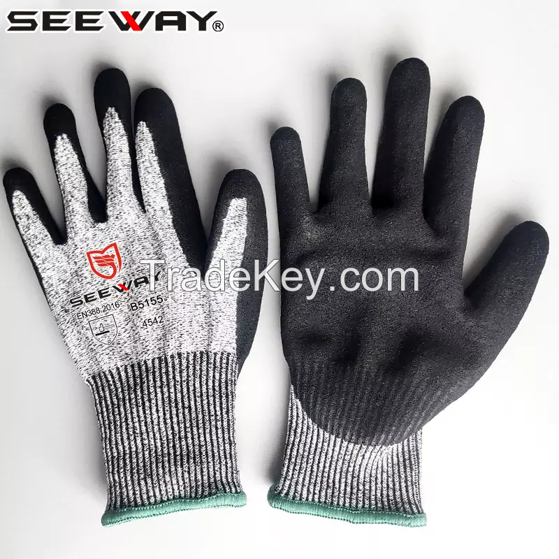 13 gauge PE Sandy Nitrile Coated Cut Resistant protective Glove