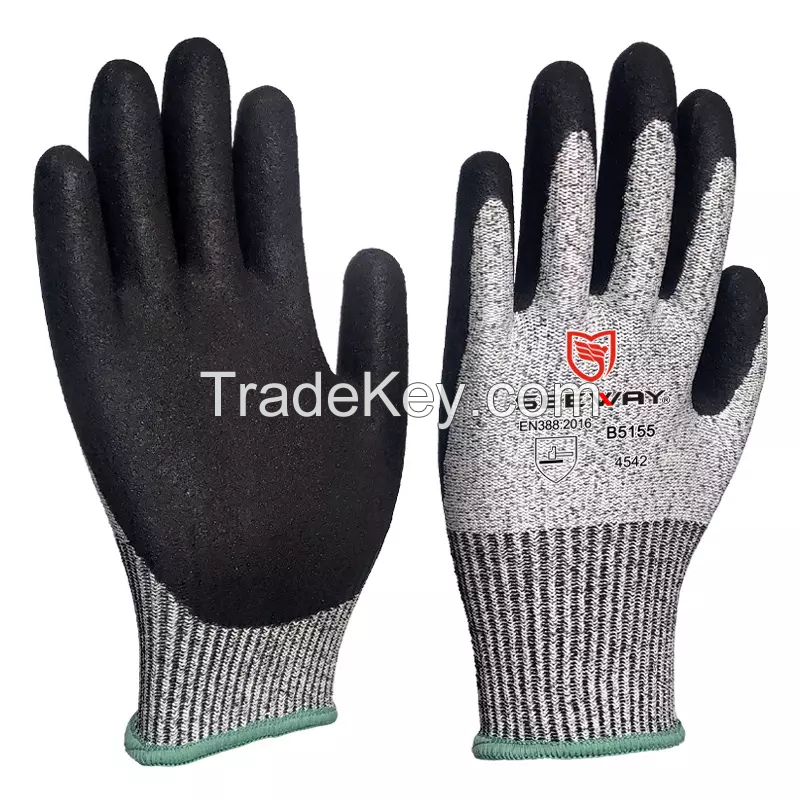 13 gauge PE Sandy Nitrile Coated Cut Resistant protective Glove