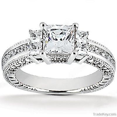 2.62 Ct. Princess cut DIAMOND RING white gold F VS1 new