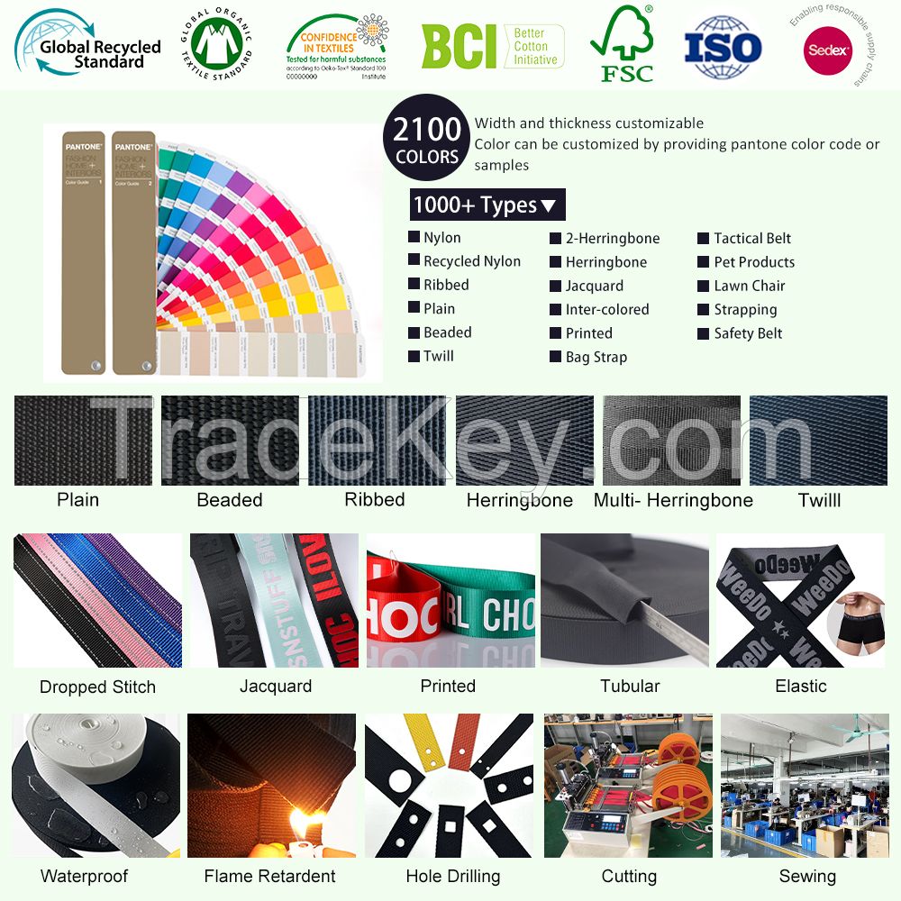 Comfortable fashion jacquard Nylon webbing