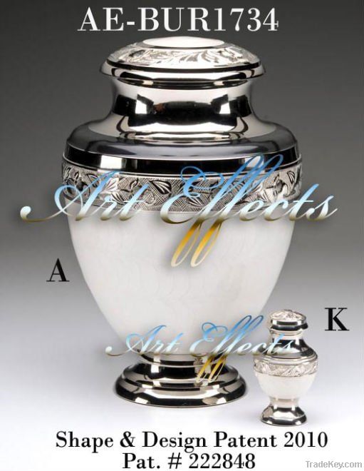 Empire White Enamel Brass Cremation Urn