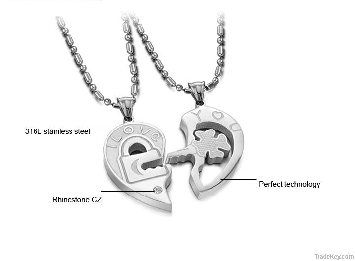 Valentine gift stainless steel jewelry love couple pendant necklaces