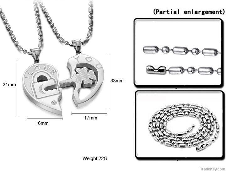 Valentine gift stainless steel jewelry love couple pendant necklaces